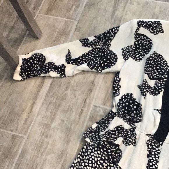 Louis Feraud vintage silk bow dress, cream/black, size 10 - Picture 4 of 13